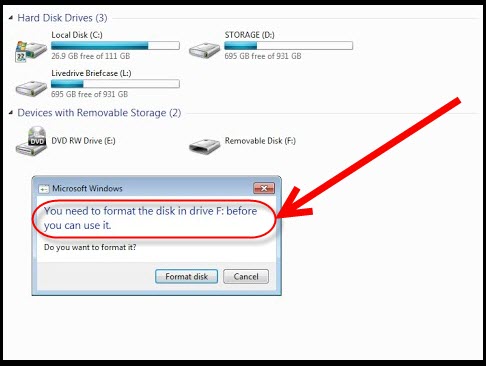 corrupted pen drive need to format